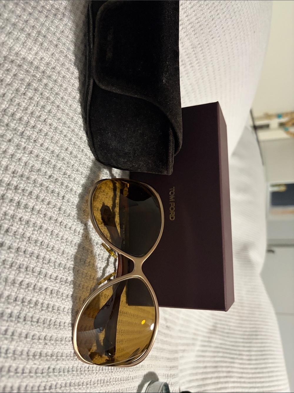 Tom Ford Brushed Rose Gold Frame with Brown Gradient Lenses Women's Sunglasses